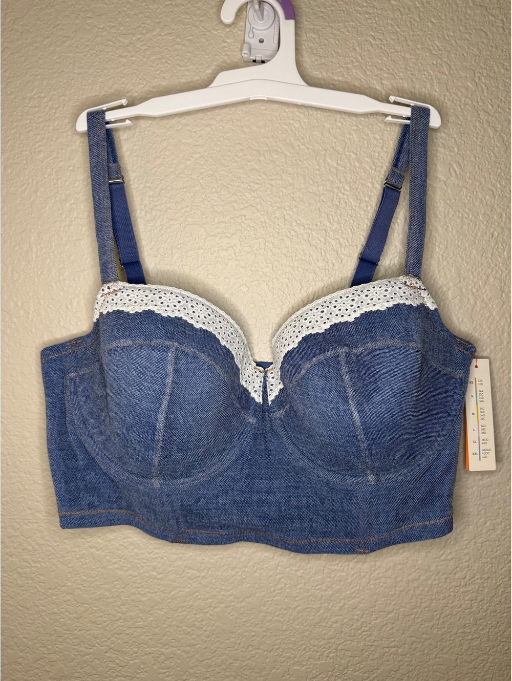 Colsie Women’s XL Denim Style Lace Trim Bustier Camisole